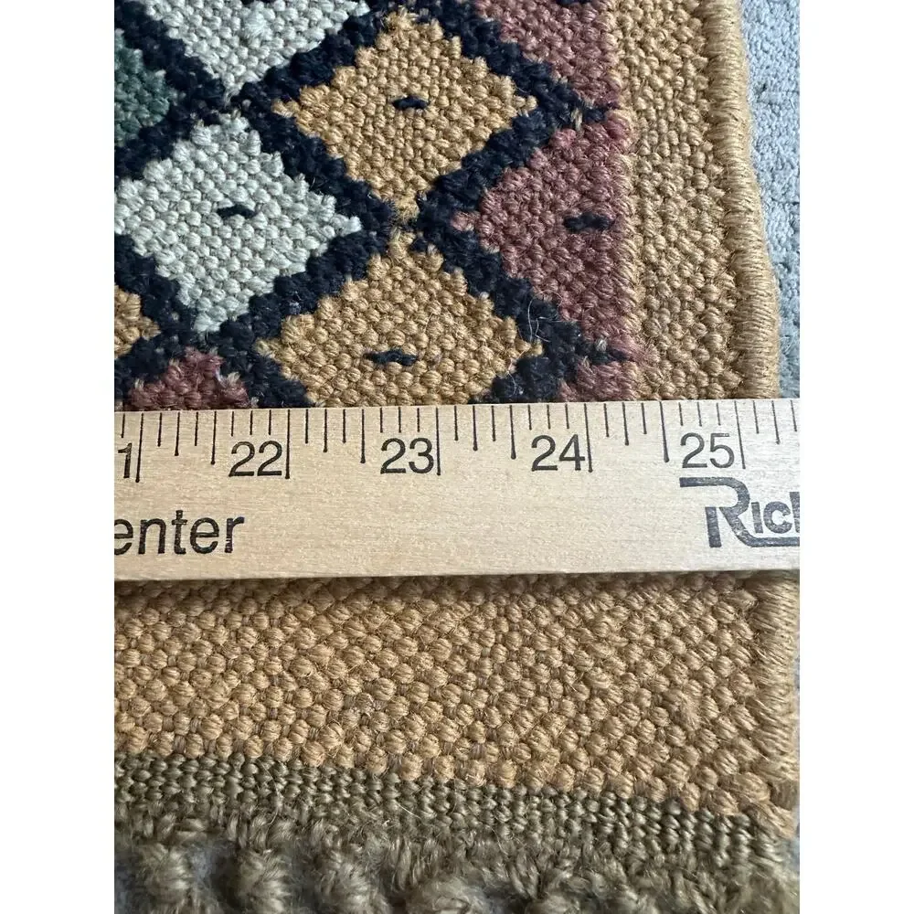Vintage Turkish Kilim Rug Boho Aztec Rug 37x25” wool jute natural woven